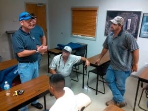 Superintendents Gary Mitchell Jr, Tommy Herrmann, and Operator Kenny Frazier completing their training requirement. 